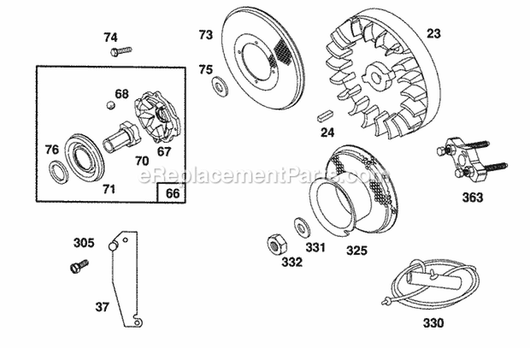 Flywheel And Clutch Assy Diagram and Parts List for 082331-0162-01  Briggs and Stratton Engine